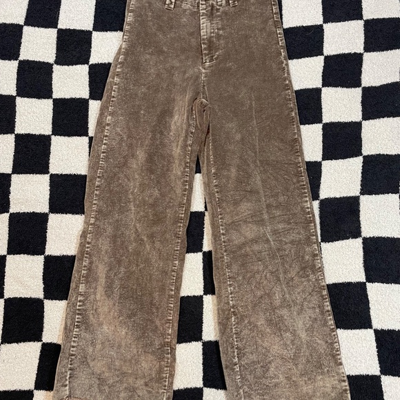 la miel brown corduroy pants raw hem size small - Picture 2 of 5